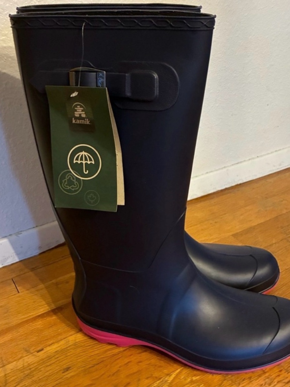 Kamik Blue and Pink Women's Rain Boots